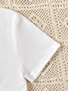 Tween Girl "NOPE" Print White Cropped T-Shirt & Red Slip Dress 2 Pieces Set - Multicolor - View 6