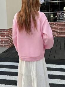SHEIN EZwear Roze hartvormige schuim Valentijnsdag sweatshirt voor dames