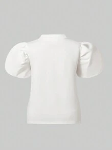 SHEIN Nieuw gelanceerd! Meisjes T-shirts met korte mouwen, ronde hals en strikprint voor tieners. Ze zijn comfortabel, modieus, schattig, lief en hebben een Japanse en Koreaanse casual stijl.