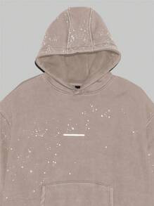NEON BLANC Men's Street Style Knitted Salt Distressed Rhinestones Long Sleeve Hoodie, For Fall Winter - Camel - View 5