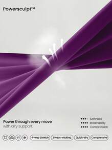 GLOWMODE 26" Powersculpt Training Leggings Medium Impact Training Workout Quick Dry Moisture Wicking Cool Feeling Gym - Purple - View 4