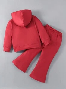 Set de 2 piezas de outfit deportivo casual para niños, incluye sudadera con capucha de punto elástica con estampado de estrellas y pantalones bicolor, cómodo y con estilo, adecuado para viajar, correr, vacaciones, otoño/invierno