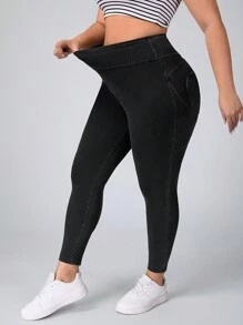 Flexra Plus Size Women High Waist Skinny Stretchy Knit Denim Apple Bottom Jeans Casual Jeans