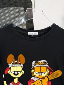 GARFIELD X SHEIN Casual Loose Crew Neck Short Sleeve Women T-Shirt, Suitable For Summer