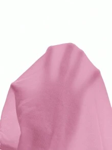 SHEIN EZwear Women Square Neck Ribbed Pink Crop Top - Pink - View 7