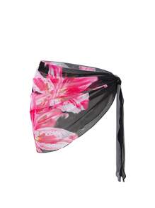 Swim Oasis 2pcs Spring Break Placement Print Mesh Beach Cover Up Dress Set For Summer Beach Vacation