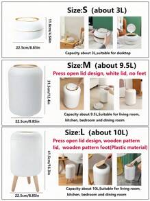 1PC 8L Small Plastic Household Garbage Can With Pop Up Lid Dog Proof Trash Can Waste Basket For Kitchen Bathroom Office Powder Room Craft Room Home Decor Organizer White Space Saving Odor Control Touch Free Summer Essentials Must Have Storage Solution Compact Modern Design