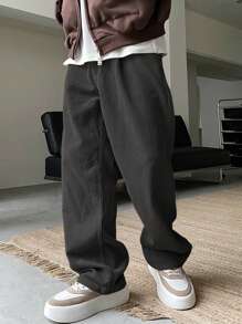 Manfinity Hypemode Loose Men Solid Color Drawstring Waist Pants