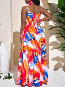 Slaydiva 女式无袖 A 字形连衣裙，全身印花，轻盈夏季海滩/度假连衣裙 - 彩色 - 查看 2