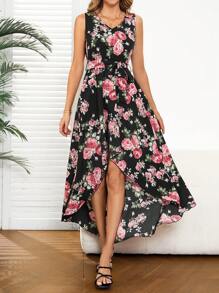 EMERY ROSE 女士花卉印花下摆无袖连衣裙 - 彩色 - 查看 5