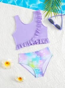 Young Girls Spaghetti Strap Bikini - Purple - View 1