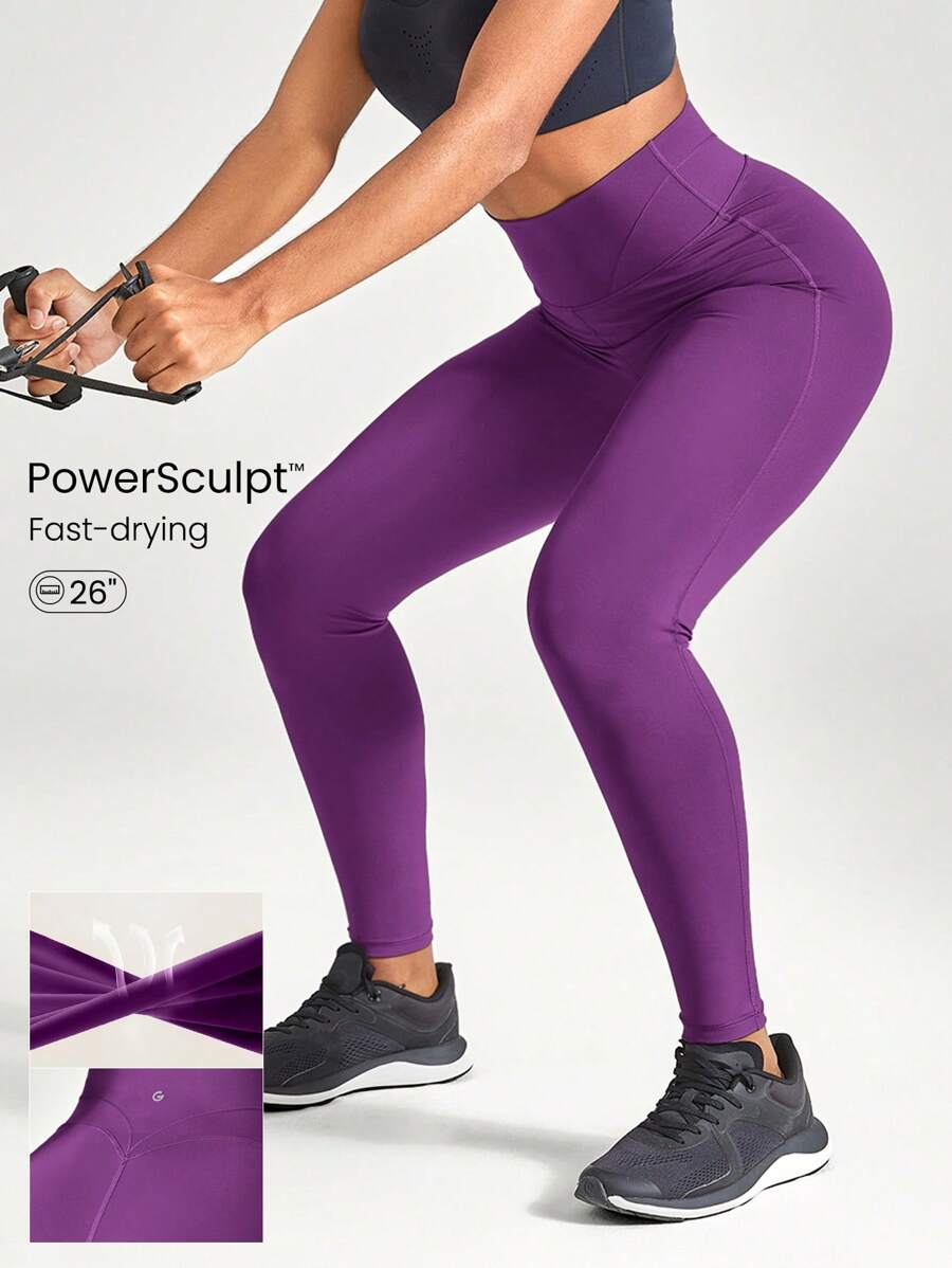 GLOWMODE 26" Powersculpt Training Leggings Medium Impact Training Workout Quick Dry Moisture Wicking Cool Feeling Gym - Purple - View 1