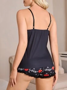 SHEIN LUNE 情人节优雅性感两件套 - 黑色 - 查看 2