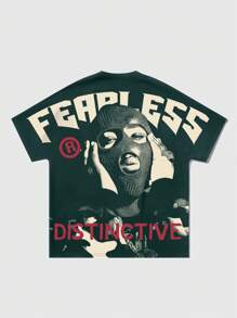 ROMWE MEN Street Life 男士超大街头人物印花短袖 T 恤，夏季高街复古