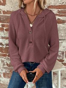 EMERY ROSE 女士纯色前扣长袖休闲连帽运动衫毕业、返校服装、毕业、女士教师服装、秋冬返校