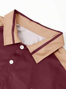 Manfinity Dauomo Áo thun polo tay dài họa tiết hiệp sĩ mùa thu cho nam màu tương phản - Nhiều màu - Xem 7