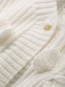 DAZY Women's Cardigan With 3D Bowknot Decor - White - View 8