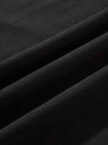 Maweii Plus Size Women Slogan & Wineglass Printed Round Neck Short Sleeve Casual Summer T-Shirt - Black - View 4