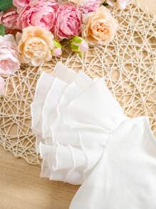 SHEIN 女婴荷叶边不对称肩上衣和迷你裙 2 件套，可爱优雅的夏季服装