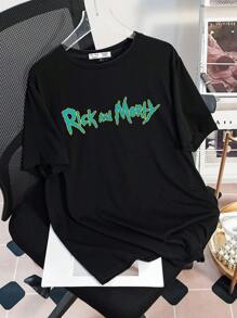 Rick and Morty X SHEIN Women Casual Loose Round Neck Short Sleeve T-Shirt, Suitable For Summer
