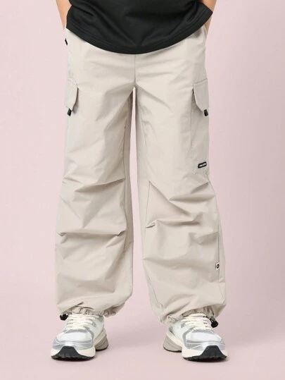 SUMWON 青少年工装裤，弹性脚踝，冬季雪地运动尼龙防水户外探险可调节腰部运动实用裤，带侧袋