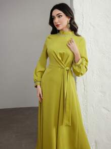 Graceveil 新款 2025 春夏中东沙特迪拜正式长袖女士派对晚礼服 - 黃色 - 查看 3