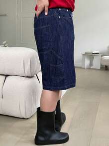 DAZY Heren effen blauwe denim shorts, zomer