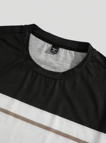 Manfinity Homme Plus Size Men's T-Shirt Set, Casual Minimalist Fashion For Daily Wear - Black - View 4