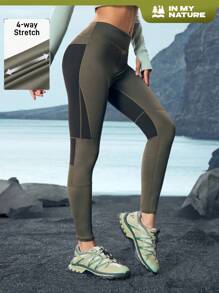 In My Nature In My Nature Women's Solid Color Splicing High Waist Slim Casual Sports Leggings