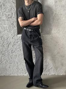 DAZY Men's Solid Color Crew Neck Short Sleeve Casual Top Summer - Grey - View 7