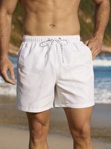 Manfinity Swimmode Men's Simple Fashionable Casual Beach Shorts For Daily Wear - Beige - View 7
