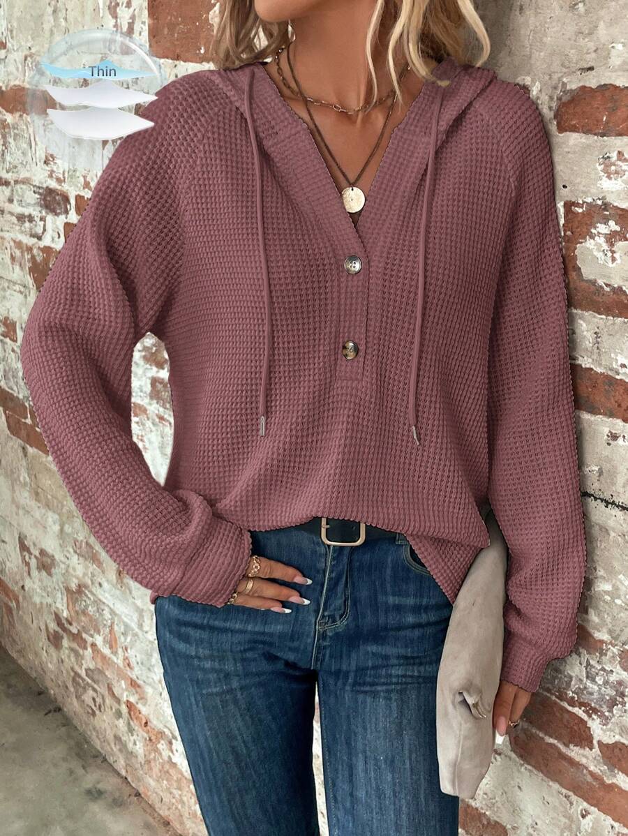 EMERY ROSE 女士纯色前扣长袖休闲连帽运动衫毕业、返校服装、毕业、女士教师服装、秋冬返校