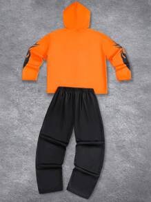 SHEIN Teenage Boys Casual Cool Comfortable Long Sleeve Hoodie And Sweatpants Set - Multicolor - View 2