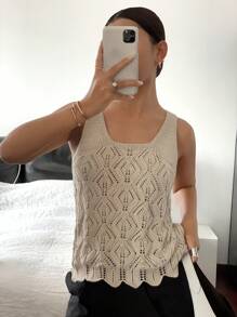 SHEIN Frenchy Blusa de punto informal de ajuste ceñido con tirantes anchos de unicolor para mujer