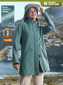 In My Nature Damen einfarbige Windjacke mit Frontreißverschluss, Langarm und Tasche für den Outdoor-Bereich