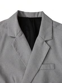 Manfinity Mode Blazer de manga larga con botones y diseño simple y pantalones de traje de negocios casuales para hombre
