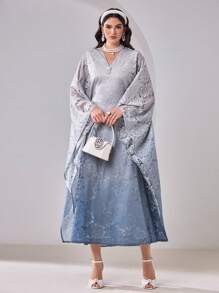 Al Najma Ladies Turkish And Arab Traditional Long Robe Kaftan Jalabiya Dress - Baby Blue - View 7