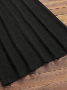 SHEIN Lacomfia 大码女式 V 领短袖刺绣休闲优雅阿拉伯风格服装 - 黑色 - 查看 4