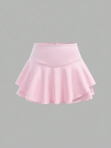 SHEIN Girlism 3pcs Tween Girls Solid Color Knit Mini Skirt + Shorts Set, Athletic Style - Multicolor - View 6