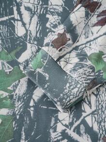 男士树叶迷彩圆领运动衫，休闲户外运动 - 卡其色 - 查看 4