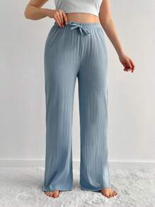 SHEIN 100%Cotton Plus Cottnline 3 Piece Solid Knit Pants Set - Multicolor - View 5