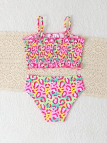 SHEIN Young Girl Delicate Strap Printed Bikini Top And Bottom Swimwear Set - Multicolor - View 7