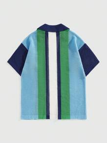 ROMWE MEN Street Life Camisa casual de manga corta con botones y rayas de unicolor para hombres, uso diario