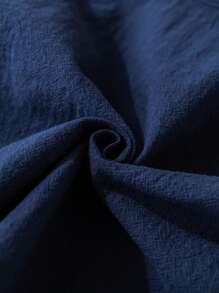 2pcs Baby Boy Summer Colorblock Polo Collar Short Sleeve Cardigan Top And Solid Elastic Waist Shorts Set, Casual School Style Suitable For Outings, Home, And School - Blue and White - View 8