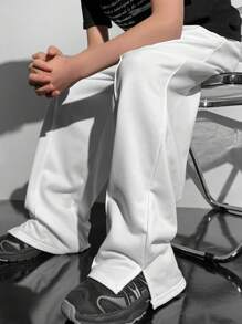 SHEIN Leap Crew 3pcs Kids/Tween Boys' Solid Loose Straight Knit Jogger Pants, Casual & Vacation Suitable For Commute, School, Daily Wear, Sports, Spring Summer Autumn Winter - Multicolor - View 8