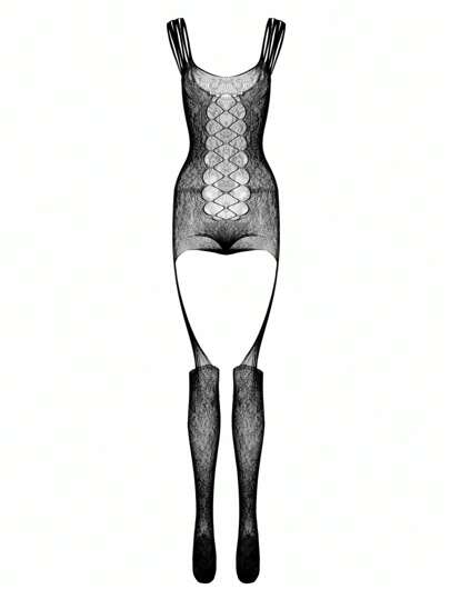 1 stuk dames rode sexy mouwloze jumpsuit van mesh met hoge stretch, strak en vormvast, voor uitgaan