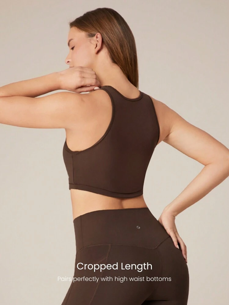 FeatherFit™ Curve Hem Bra Tank Top Low Impact Yoga Pilates Daily