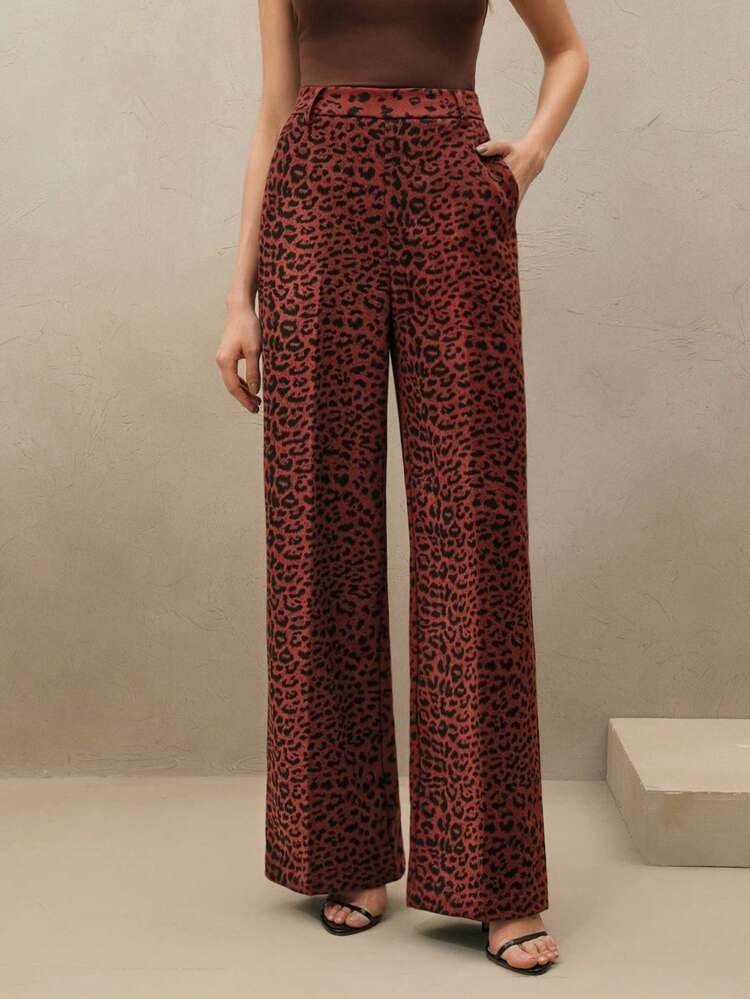 Urlaubs-Vintage Leoparden-Muster elegante Lässig Hose, für Neujahr und Valentinstag für Frauen