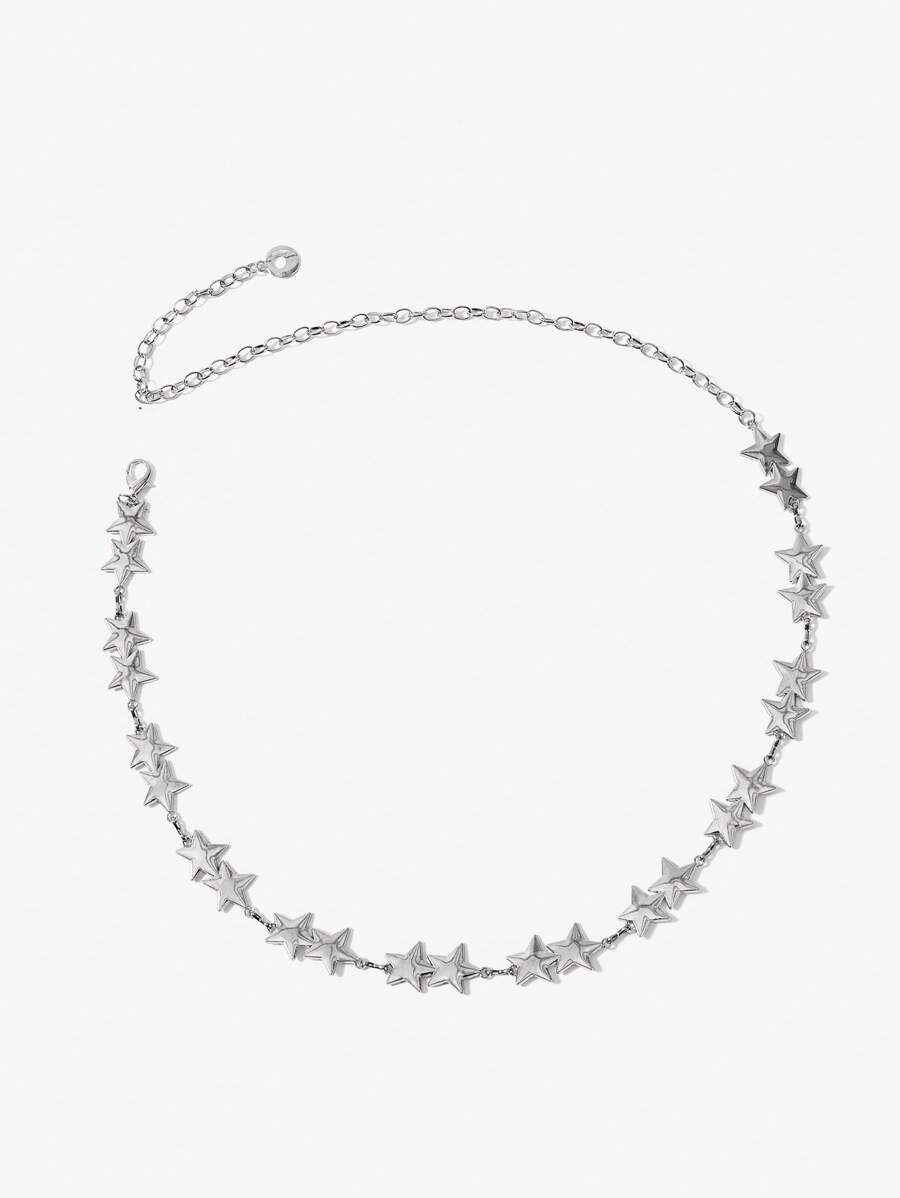 SHEIN ICON Cadena para la cintura con estrellas de metal hecha a mano de moda