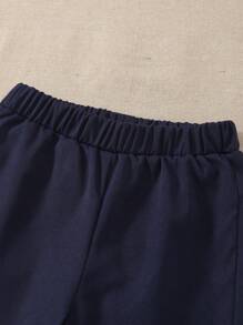 SHEIN 2 Stücke/Set Jungen Lässig Hemd mit Kragen und Kurzarm + Gummibund weite gerade Beine Sporthose, Outdoor Outfit